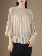 HEYFANCYSTYLE Luxury Plissé Pleated Blouse Women's Designer Top